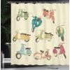 Ambesonne Cartoon Shower Curtain, Pug Dog in Bathtub Grooming Salon Service Shampoo Rubber Duck Pets in Style Image, Cloth Fabric Bathroom Decor Set with Hooks, 69″ W x 70″ L, Teal(Cream Orange)