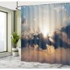 Ambesonne Cartoon Shower Curtain, Pug Dog in Bathtub Grooming Salon Service Shampoo Rubber Duck Pets in Style Image, Cloth Fabric Bathroom Decor Set with Hooks, 69″ W x 70″ L, Teal(Orange Night)