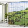 Ambesonne Cartoon Shower Curtain, Pug Dog in Bathtub Grooming Salon Service Shampoo Rubber Duck Pets in Style Image, Cloth Fabric Bathroom Decor Set with Hooks, 69″ W x 70″ L, Teal(Pale Blue White)