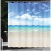 Ambesonne Cartoon Shower Curtain, Pug Dog in Bathtub Grooming Salon Service Shampoo Rubber Duck Pets in Style Image, Cloth Fabric Bathroom Decor Set with Hooks, 69″ W x 70″ L, Teal(Ivory Blue)