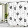 Ambesonne Cartoon Shower Curtain, Pug Dog in Bathtub Grooming Salon Service Shampoo Rubber Duck Pets in Style Image, Cloth Fabric Bathroom Decor Set with Hooks, 69″ W x 70″ L, Teal(Black White)