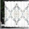 Ambesonne Cartoon Shower Curtain, Pug Dog in Bathtub Grooming Salon Service Shampoo Rubber Duck Pets in Style Image, Cloth Fabric Bathroom Decor Set with Hooks, 69″ W x 70″ L, Teal(Blue Grey)