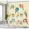 Ambesonne Cartoon Shower Curtain, Pug Dog in Bathtub Grooming Salon Service Shampoo Rubber Duck Pets in Style Image, Cloth Fabric Bathroom Decor Set with Hooks, 69″ W x 70″ L, Teal(Cream Orange)