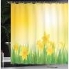 Ambesonne Cartoon Shower Curtain, Pug Dog in Bathtub Grooming Salon Service Shampoo Rubber Duck Pets in Style Image, Cloth Fabric Bathroom Decor Set with Hooks, 69″ W x 70″ L, Teal(Yellow and Green)