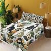 Ambesonne Cat Sheet Set, Romantic Date Night of Kitties Drinking Milkshake Cozy Night Scene Valentines, Fitted and Flat Sheet with Pillowcases Bedding Accent 4 Piece Set, King, Dark Blue Apricot(Black Ginger Mint Green)