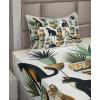 Ambesonne Cat Sheet Set, Romantic Date Night of Kitties Drinking Milkshake Cozy Night Scene Valentines, Fitted and Flat Sheet with Pillowcases Bedding Accent 4 Piece Set, King, Dark Blue Apricot(Black Ginger Mint Green)