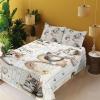 Ambesonne Cat Sheet Set, Romantic Date Night of Kitties Drinking Milkshake Cozy Night Scene Valentines, Fitted and Flat Sheet with Pillowcases Bedding Accent 4 Piece Set, King, Dark Blue Apricot(Ivory Pale Brown Grey)