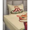 Ambesonne Cat Sheet Set, Romantic Date Night of Kitties Drinking Milkshake Cozy Night Scene Valentines, Fitted and Flat Sheet with Pillowcases Bedding Accent 4 Piece Set, King, Dark Blue Apricot(Cream Hunter Green and Orange)
