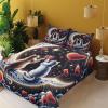 Ambesonne Cat Sheet Set, Romantic Date Night of Kitties Drinking Milkshake Cozy Night Scene Valentines, Fitted and Flat Sheet with Pillowcases Bedding Accent 4 Piece Set, King, Dark Blue Apricot(Indigo and Scarlet)