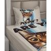 Ambesonne Cat Sheet Set, Romantic Date Night of Kitties Drinking Milkshake Cozy Night Scene Valentines, Fitted and Flat Sheet with Pillowcases Bedding Accent 4 Piece Set, King, Dark Blue Apricot(Blue Coconut Chocolate)