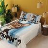 Ambesonne Cat Sheet Set, Romantic Date Night of Kitties Drinking Milkshake Cozy Night Scene Valentines, Fitted and Flat Sheet with Pillowcases Bedding Accent 4 Piece Set, King, Dark Blue Apricot(Blue Coconut Chocolate)