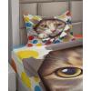 Ambesonne Cat Sheet Set, Romantic Date Night of Kitties Drinking Milkshake Cozy Night Scene Valentines, Fitted and Flat Sheet with Pillowcases Bedding Accent 4 Piece Set, King, Dark Blue Apricot(Multicolor)