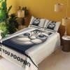 Ambesonne Cat Sheet Set, Romantic Date Night of Kitties Drinking Milkshake Cozy Night Scene Valentines, Fitted and Flat Sheet with Pillowcases Bedding Accent 4 Piece Set, King, Dark Blue Apricot(Dark Blue Ivory)