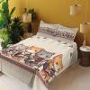 Ambesonne Cat Sheet Set, Romantic Date Night of Kitties Drinking Milkshake Cozy Night Scene Valentines, Fitted and Flat Sheet with Pillowcases Bedding Accent 4 Piece Set, King, Dark Blue Apricot(Grey Orange and Pale Tan)