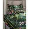 Ambesonne Cat Sheet Set, Romantic Date Night of Kitties Drinking Milkshake Cozy Night Scene Valentines, Fitted and Flat Sheet with Pillowcases Bedding Accent 4 Piece Set, King, Dark Blue Apricot(Green and Multicolor)