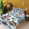 Ambesonne Cat Sheet Set, Romantic Date Night of Kitties Drinking Milkshake Cozy Night Scene Valentines, Fitted and Flat Sheet with Pillowcases Bedding Accent 4 Piece Set, King, Dark Blue Apricot(Pale Blue Raspberry White)