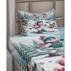Ambesonne Cat Sheet Set, Romantic Date Night of Kitties Drinking Milkshake Cozy Night Scene Valentines, Fitted and Flat Sheet with Pillowcases Bedding Accent 4 Piece Set, King, Dark Blue Apricot(Pale Blue Raspberry White)