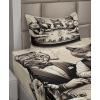 Ambesonne Cat Sheet Set, Romantic Date Night of Kitties Drinking Milkshake Cozy Night Scene Valentines, Fitted and Flat Sheet with Pillowcases Bedding Accent 4 Piece Set, King, Dark Blue Apricot(Ivory Dark Taupe)