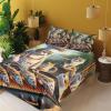 Ambesonne Cat Sheet Set, Romantic Date Night of Kitties Drinking Milkshake Cozy Night Scene Valentines, Fitted and Flat Sheet with Pillowcases Bedding Accent 4 Piece Set, King, Dark Blue Apricot(Green Orange)