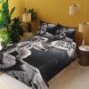 Ambesonne Cat Sheet Set, Romantic Date Night of Kitties Drinking Milkshake Cozy Night Scene Valentines, Fitted and Flat Sheet with Pillowcases Bedding Accent 4 Piece Set, King, Dark Blue Apricot(Dark Purple Grey Coconut)