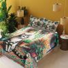 Ambesonne Cat Sheet Set, Romantic Date Night of Kitties Drinking Milkshake Cozy Night Scene Valentines, Fitted and Flat Sheet with Pillowcases Bedding Accent 4 Piece Set, King, Dark Blue Apricot(Jade Green Grey Orange)