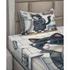Ambesonne Cat Sheet Set, Romantic Date Night of Kitties Drinking Milkshake Cozy Night Scene Valentines, Fitted and Flat Sheet with Pillowcases Bedding Accent 4 Piece Set, King, Dark Blue Apricot(Charcoal Grey White)