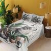 Ambesonne Cat Sheet Set, Romantic Date Night of Kitties Drinking Milkshake Cozy Night Scene Valentines, Fitted and Flat Sheet with Pillowcases Bedding Accent 4 Piece Set, King, Dark Blue Apricot(Grey Green Pale Rust)