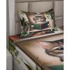 Ambesonne Cat Sheet Set, Romantic Date Night of Kitties Drinking Milkshake Cozy Night Scene Valentines, Fitted and Flat Sheet with Pillowcases Bedding Accent 4 Piece Set, King, Dark Blue Apricot(Green Paprika Beige)