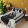 Ambesonne Cat Sheet Set, Romantic Date Night of Kitties Drinking Milkshake Cozy Night Scene Valentines, Fitted and Flat Sheet with Pillowcases Bedding Accent 4 Piece Set, King, Dark Blue Apricot(Grey and Charcoal Grey)