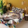 Ambesonne Cat Sheet Set, Romantic Date Night of Kitties Drinking Milkshake Cozy Night Scene Valentines, Fitted and Flat Sheet with Pillowcases Bedding Accent 4 Piece Set, King, Dark Blue Apricot(Multicolor)