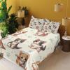 Ambesonne Cat Sheet Set, Romantic Date Night of Kitties Drinking Milkshake Cozy Night Scene Valentines, Fitted and Flat Sheet with Pillowcases Bedding Accent 4 Piece Set, King, Dark Blue Apricot(Ivory Apricot and Dark Grey)