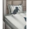Ambesonne Cat Sheet Set, Romantic Date Night of Kitties Drinking Milkshake Cozy Night Scene Valentines, Fitted and Flat Sheet with Pillowcases Bedding Accent 4 Piece Set, King, Dark Blue Apricot(Dark Blue Grey Off White)