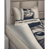 Ambesonne Cat Sheet Set, Romantic Date Night of Kitties Drinking Milkshake Cozy Night Scene Valentines, Fitted and Flat Sheet with Pillowcases Bedding Accent 4 Piece Set, King, Dark Blue Apricot(Dark Blue Ivory)
