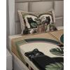 Ambesonne Cat Sheet Set, Romantic Date Night of Kitties Drinking Milkshake Cozy Night Scene Valentines, Fitted and Flat Sheet with Pillowcases Bedding Accent 4 Piece Set, King, Dark Blue Apricot(Sand Brown Maroon Green)