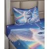 Ambesonne Cat Sheet Set, Romantic Date Night of Kitties Drinking Milkshake Cozy Night Scene Valentines, Fitted and Flat Sheet with Pillowcases Bedding Accent 4 Piece Set, King, Dark Blue Apricot(Azure Blue Pale Pink)