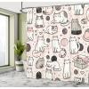 Ambesonne Cat Shower Curtain, Simplistic Drawn Kitties Sitting Laying with Pastel Colors Cartoon Illustration, Cloth Fabric Bathroom Decor Set with Hooks, 69″ W x 84″ L, Rose and Pale Grey