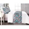 Ambesonne Floral Bed Runner Set, Rose Flowers and Leaves Pattern Vintage Valentine Romantic Ornament, Decorative Bedding Scarf and 2 Pillow Shams for Hotels Homes, King, Pastel Pink Hunter Green(Pale Teal and Sky Blue)