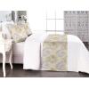 Ambesonne Floral Bed Runner Set, Rose Flowers and Leaves Pattern Vintage Valentine Romantic Ornament, Decorative Bedding Scarf and 2 Pillow Shams for Hotels Homes, King, Pastel Pink Hunter Green(Grey Yellow and Pale Mauve)