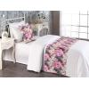 Ambesonne Floral Bed Runner Set, Rose Flowers and Leaves Pattern Vintage Valentine Romantic Ornament, Decorative Bedding Scarf and 2 Pillow Shams for Hotels Homes, King, Pastel Pink Hunter Green(Pale Fuchsia and Slate Brown)