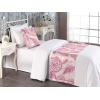 Ambesonne Floral Bed Runner Set, Rose Flowers and Leaves Pattern Vintage Valentine Romantic Ornament, Decorative Bedding Scarf and 2 Pillow Shams for Hotels Homes, King, Pastel Pink Hunter Green(Pale Pink Blush and White)