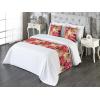Ambesonne Floral Bed Runner Set, Rose Flowers and Leaves Pattern Vintage Valentine Romantic Ornament, Decorative Bedding Scarf and 2 Pillow Shams for Hotels Homes, King, Pastel Pink Hunter Green(Dark Coral and Olive Green)