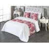 Ambesonne Floral Bed Runner Set, Rose Flowers and Leaves Pattern Vintage Valentine Romantic Ornament, Decorative Bedding Scarf and 2 Pillow Shams for Hotels Homes, King, Pastel Pink Hunter Green(Pastel Pink and Reseda Green)