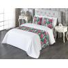 Ambesonne Floral Bed Runner Set, Rose Flowers and Leaves Pattern Vintage Valentine Romantic Ornament, Decorative Bedding Scarf and 2 Pillow Shams for Hotels Homes, King, Pastel Pink Hunter Green(Pastel Pink and Fern Green)