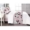 Ambesonne Floral Bed Runner Set, Rose Flowers and Leaves Pattern Vintage Valentine Romantic Ornament, Decorative Bedding Scarf and 2 Pillow Shams for Hotels Homes, King, Pastel Pink Hunter Green(Charcoal Grey Rose White)