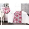 Ambesonne Floral Bed Runner Set, Rose Flowers and Leaves Pattern Vintage Valentine Romantic Ornament, Decorative Bedding Scarf and 2 Pillow Shams for Hotels Homes, King, Pastel Pink Hunter Green(Pale Fuchsia and Seafoam)