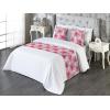Ambesonne Floral Bed Runner Set, Rose Flowers and Leaves Pattern Vintage Valentine Romantic Ornament, Decorative Bedding Scarf and 2 Pillow Shams for Hotels Homes, King, Pastel Pink Hunter Green(Pale Fuchsia and Seafoam)