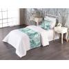 Ambesonne Floral Bed Runner Set, Rose Flowers and Leaves Pattern Vintage Valentine Romantic Ornament, Decorative Bedding Scarf and 2 Pillow Shams for Hotels Homes, King, Pastel Pink Hunter Green(Pale Teal and Almond Green)