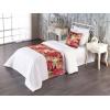 Ambesonne Floral Bed Runner Set, Rose Flowers and Leaves Pattern Vintage Valentine Romantic Ornament, Decorative Bedding Scarf and 2 Pillow Shams for Hotels Homes, King, Pastel Pink Hunter Green(Dark Coral and Olive Green)