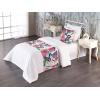 Ambesonne Floral Bed Runner Set, Rose Flowers and Leaves Pattern Vintage Valentine Romantic Ornament, Decorative Bedding Scarf and 2 Pillow Shams for Hotels Homes, King, Pastel Pink Hunter Green(Dried Rose and Petrol Blue)