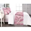 Ambesonne Floral Bed Runner Set, Rose Flowers and Leaves Pattern Vintage Valentine Romantic Ornament, Decorative Bedding Scarf and 2 Pillow Shams for Hotels Homes, King, Pastel Pink Hunter Green(Pale Pink Blush and White)